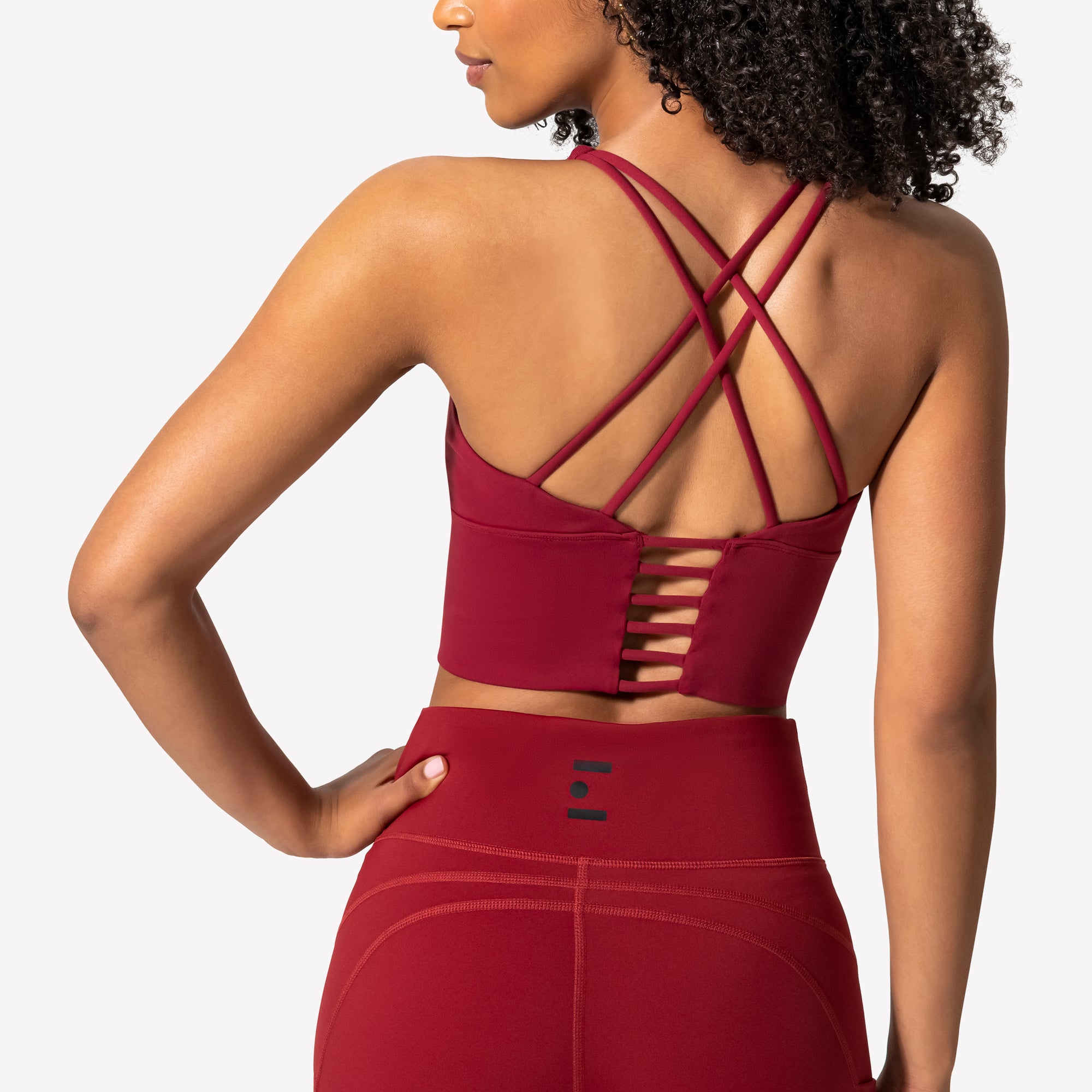 Strappy Sports Bra - Merlot/White