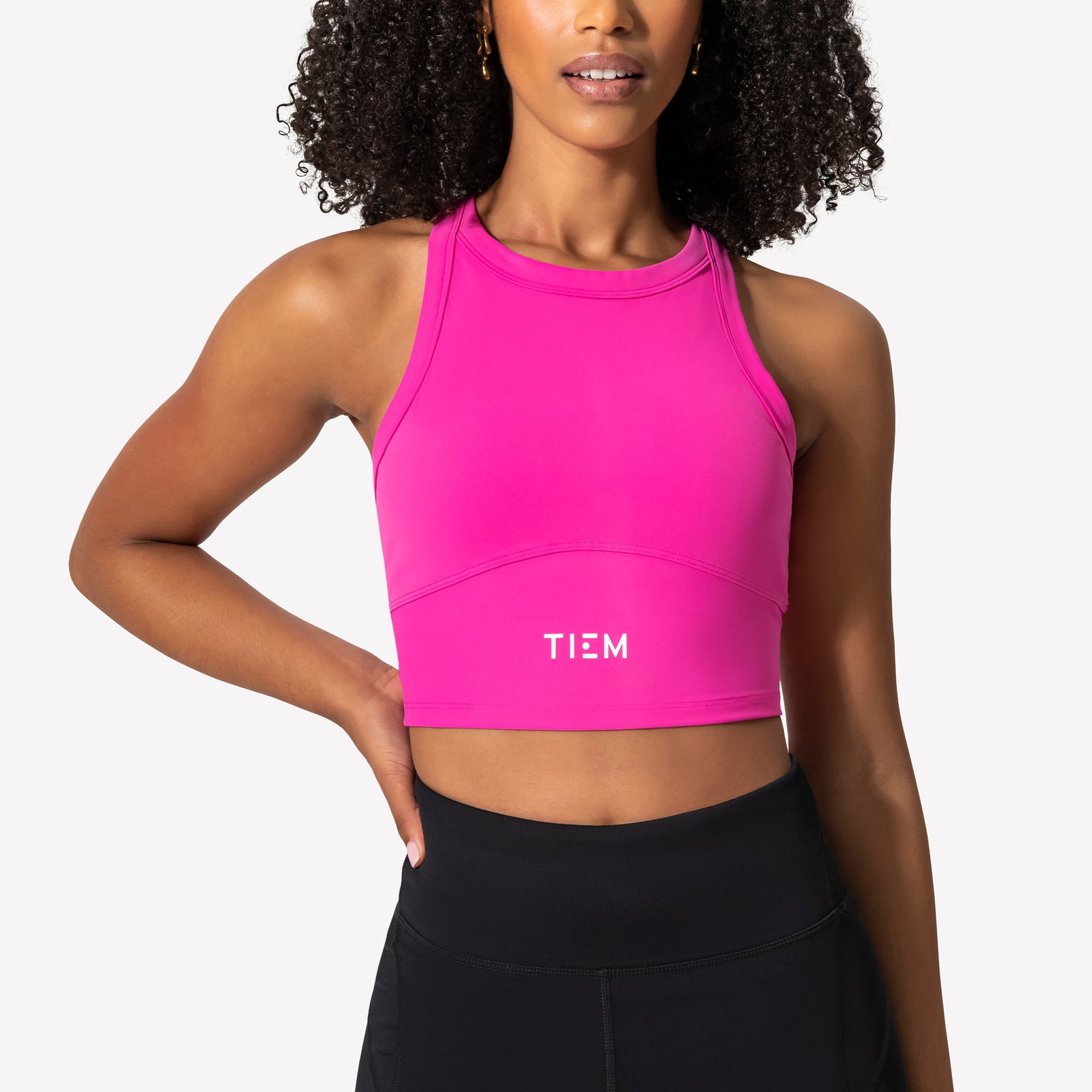 Racerback Sports Bra - Pink/White