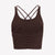 Strappy Sports Bra - Brown/White